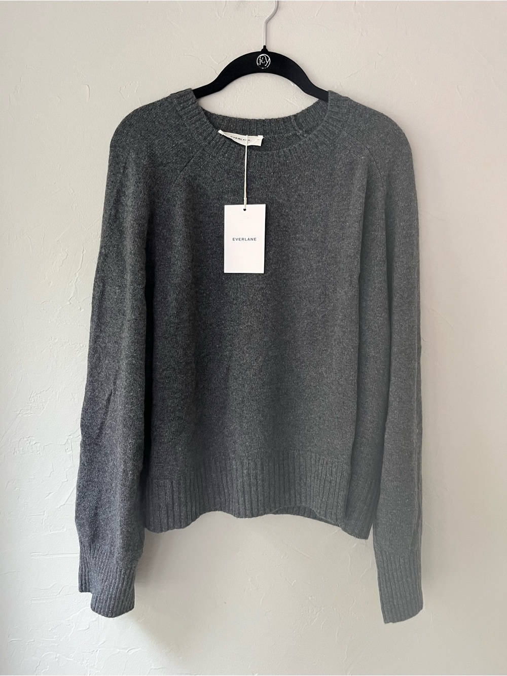 EVERLANE THE BOXY CREWNECK CASHMERE SWEATER IN HEATHER CHARCOAL M XL - Picture 4 of 5